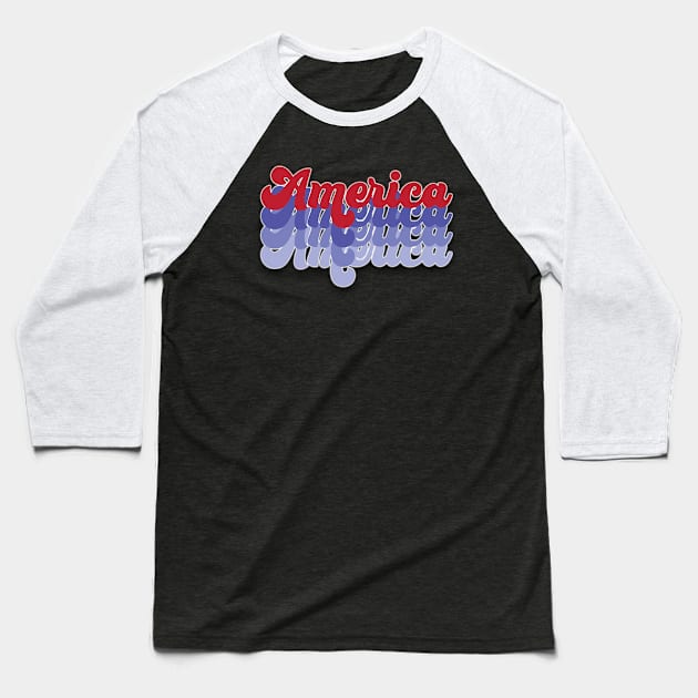 America Mirrored Design Red White Blue Baseball T-Shirt by Long-N-Short-Shop